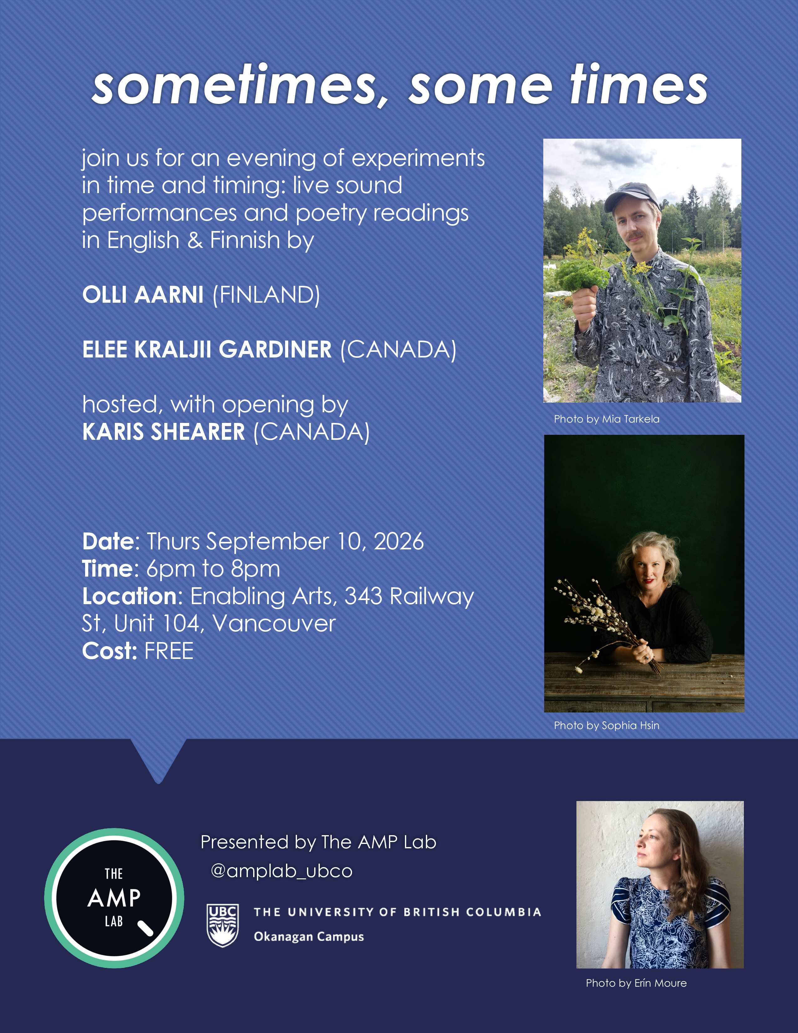 sometimes, some times: an evening of sound performance and poetry readings in English and Finnish